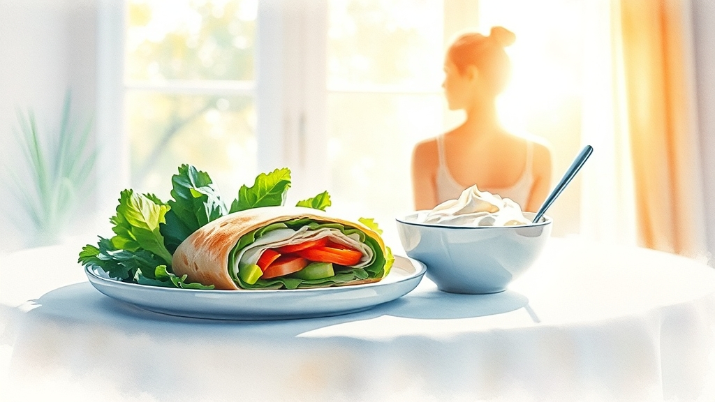 건강한 아침 식단: 혈당 조절부터 내장지방 감소까지 8 내장지방 감소, 아침 식사가 해답! (watercolor 스타일)