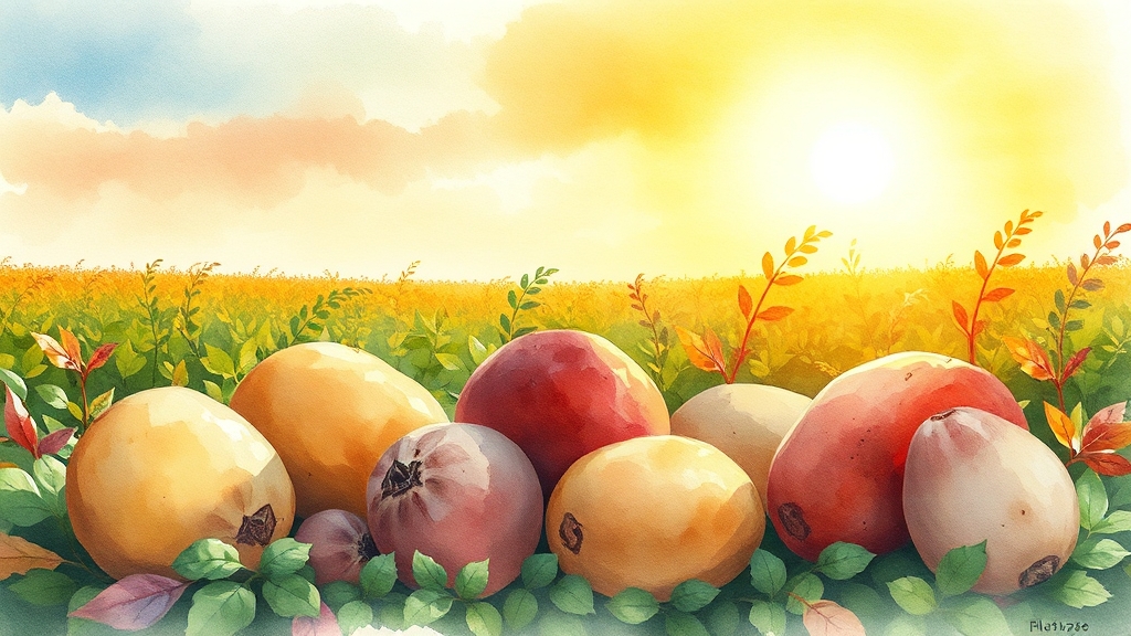 가을감자 심는 시기, 품종, 재배법 완벽 가이드 3 품종 선택: 맛과 저장성 고려 (watercolor 스타일)