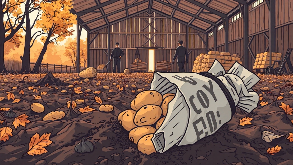 가을감자 심는 시기, 품종, 재배법 완벽 가이드 7 수확 & 보관: 시기와 방법 (cartoon 스타일)